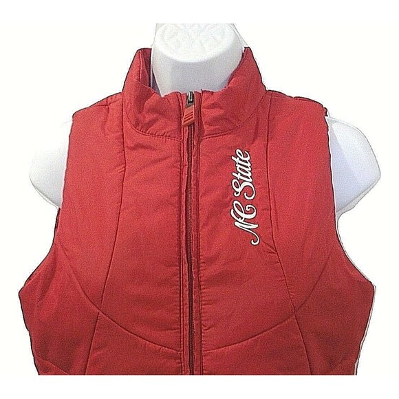 Adidas NC State Wolfpack Red Womens Puffer Vest Full Zip Embroidered Size S - Picture 2 of 7